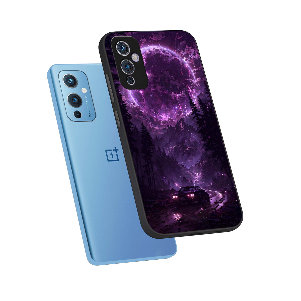  Eternal Cosmic Drive phone case For OnePlus 9 showing premium glass back cover with detailed artwork