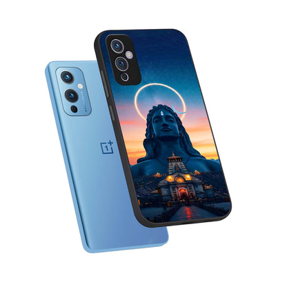  Eternal Shiva Aura phone case For OnePlus 9 showing premium glass back cover with detailed artwork