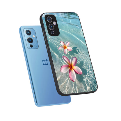  Floating Bloom Bliss phone case For OnePlus 9 showing premium glass back cover with detailed artwork