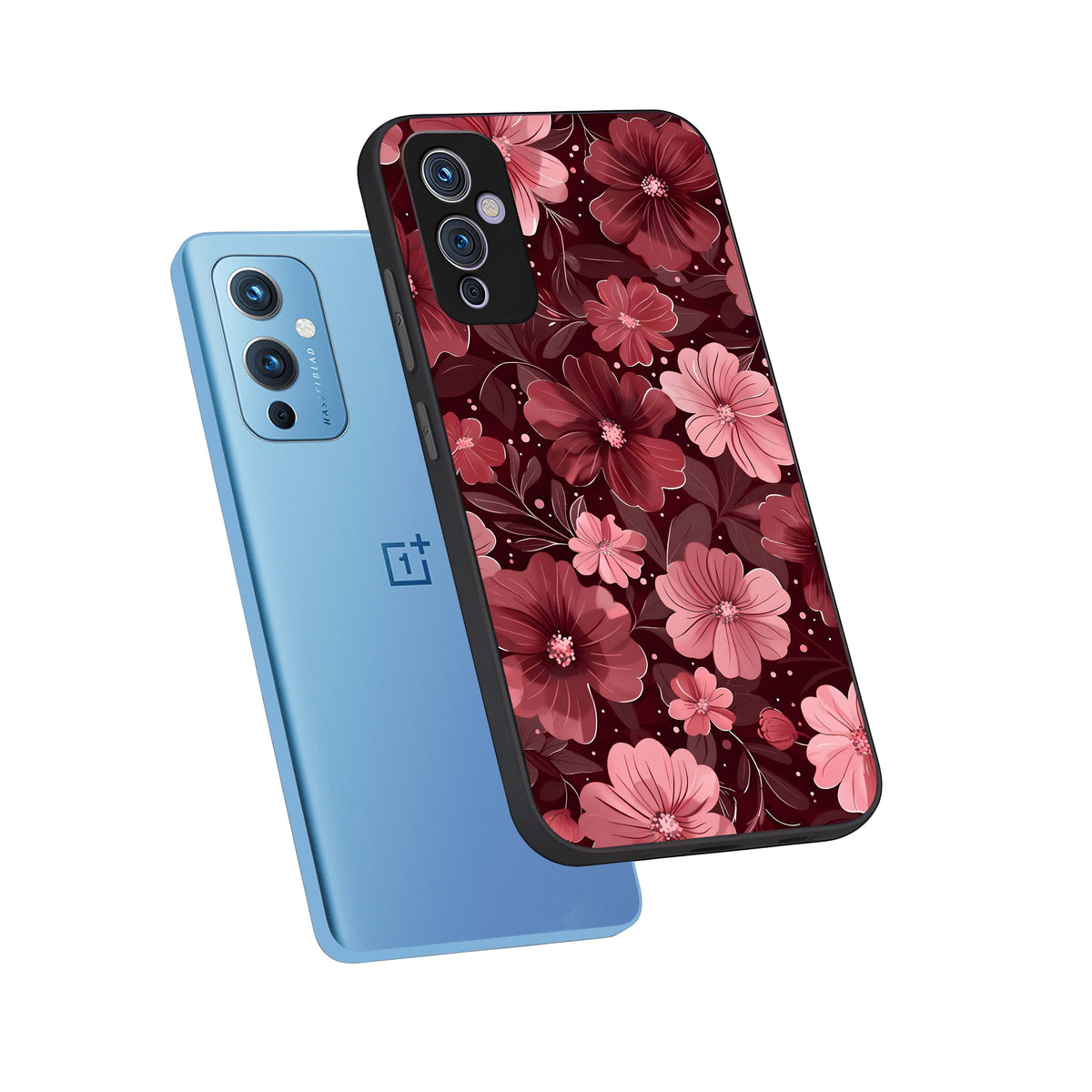  Flower Blush Bloom phone case For OnePlus 9 showing premium glass back cover with detailed artwork
