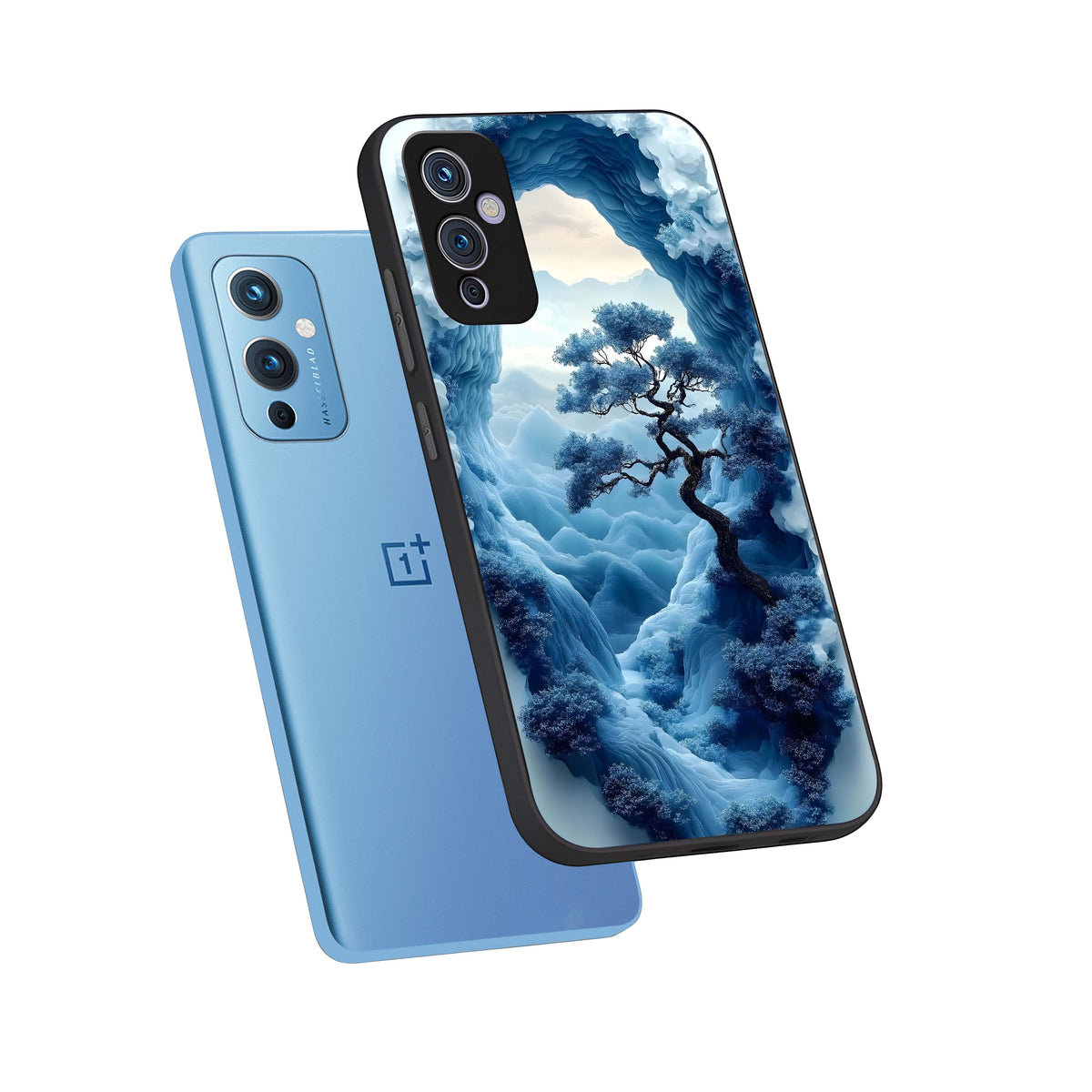  Frozen Serenity Gate phone case For OnePlus 9 showing premium glass back cover with detailed artwork