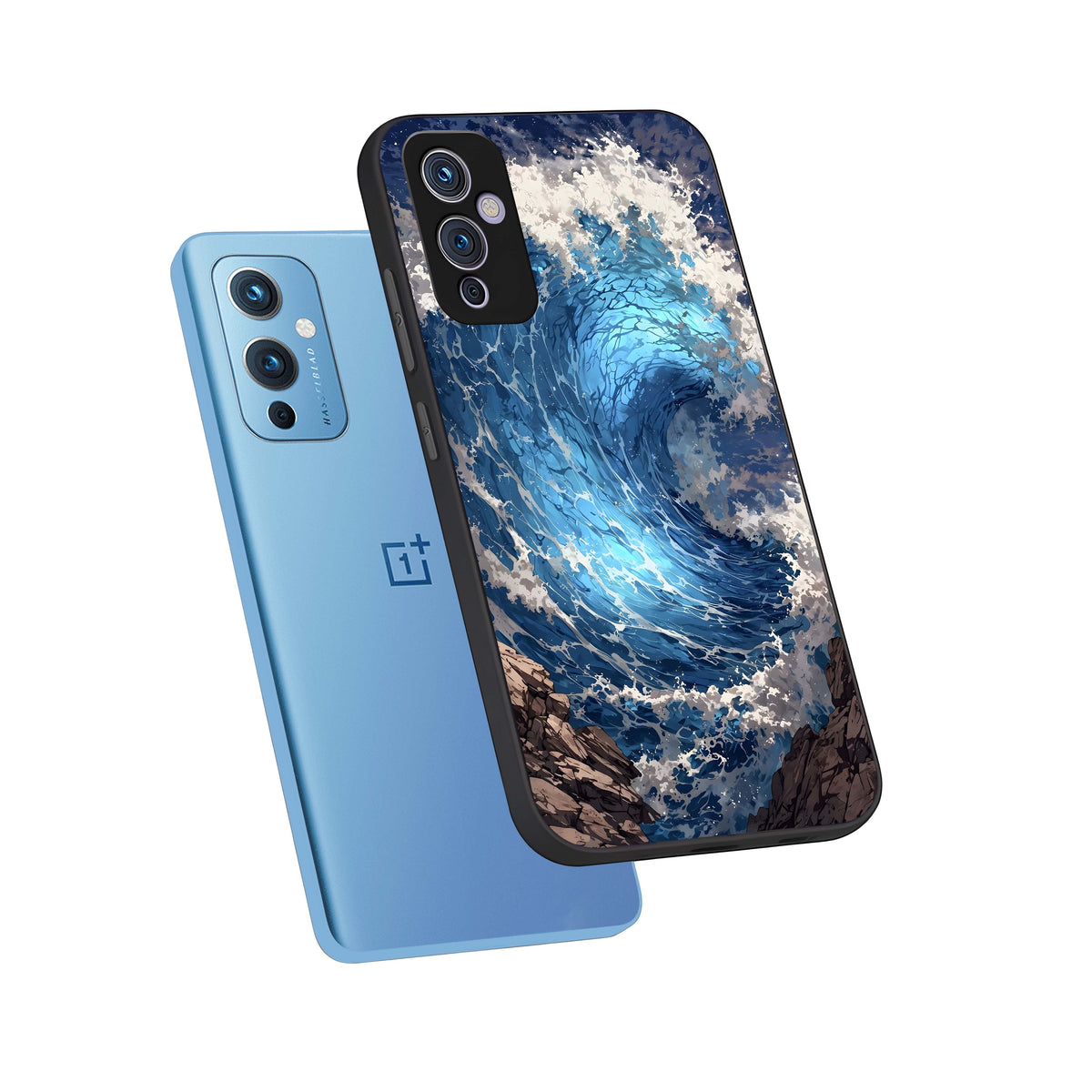  Giant Ocean Wave phone case For OnePlus 9 showing premium glass back cover with detailed artwork