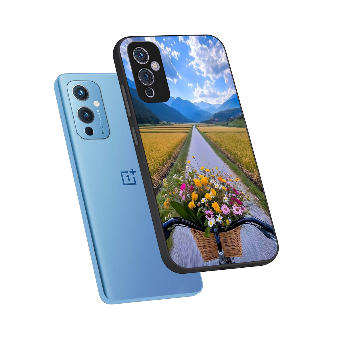  Golden Field Journey phone case For OnePlus 9 showing premium glass back cover with detailed artwork