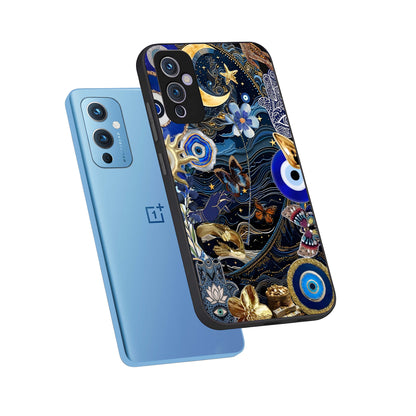  Golden Moon Magic phone case For OnePlus 9 showing premium glass back cover with detailed artwork