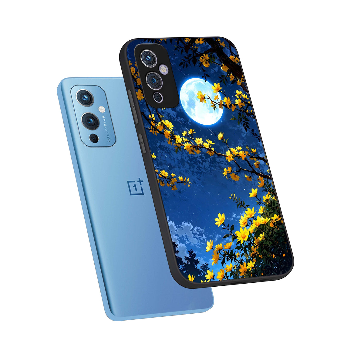  Golden Night Glow phone case For OnePlus 9 showing premium glass back cover with detailed artwork
