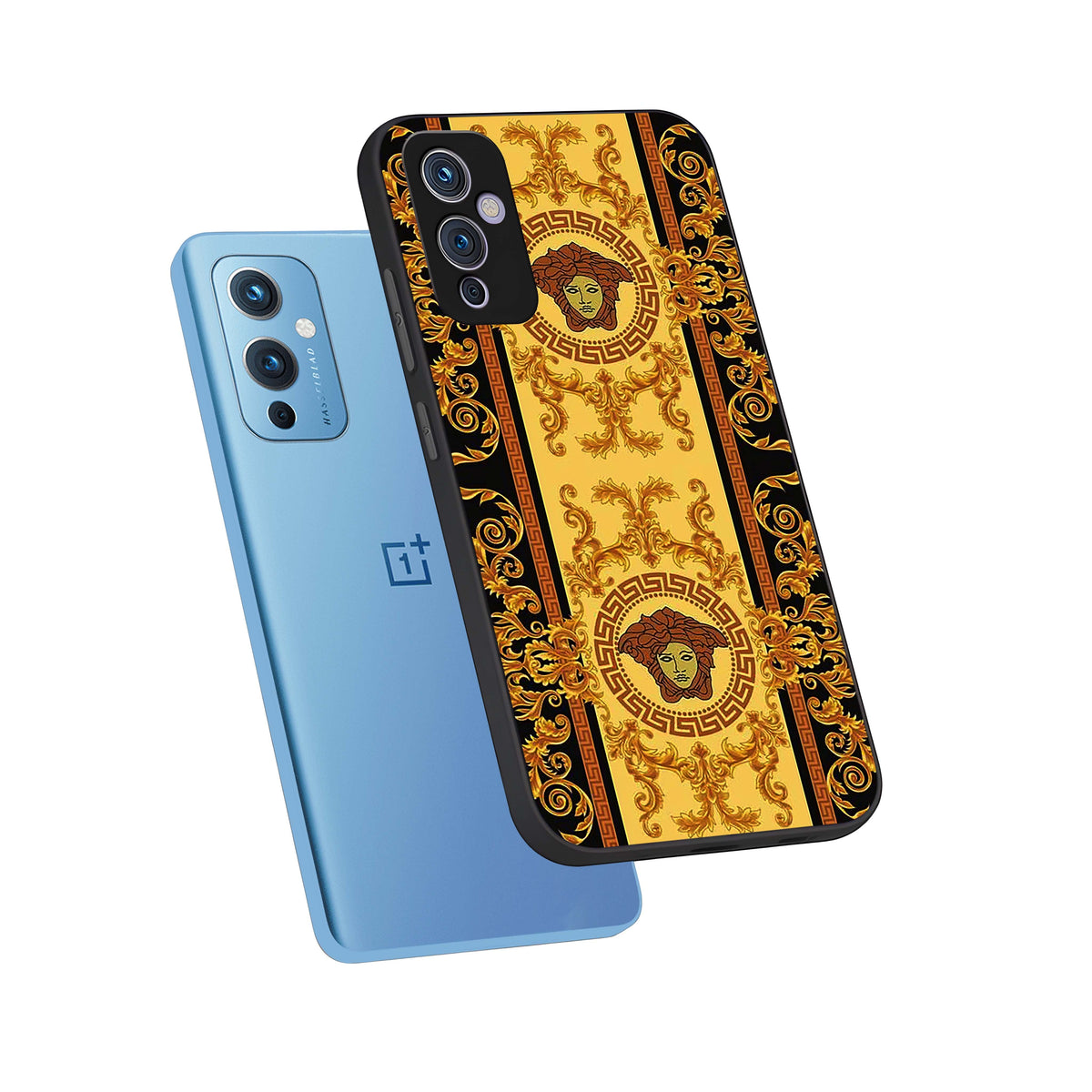  Golden Royal Heritage phone case For OnePlus 9 showing premium glass back cover with detailed artwork
