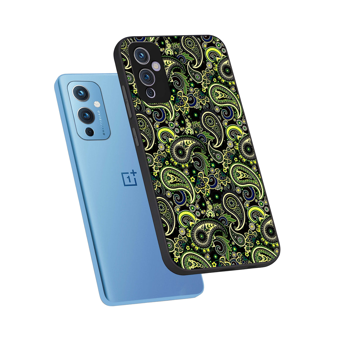  Green Lemon phone case For OnePlus 9 showing premium glass back cover with detailed artwork
