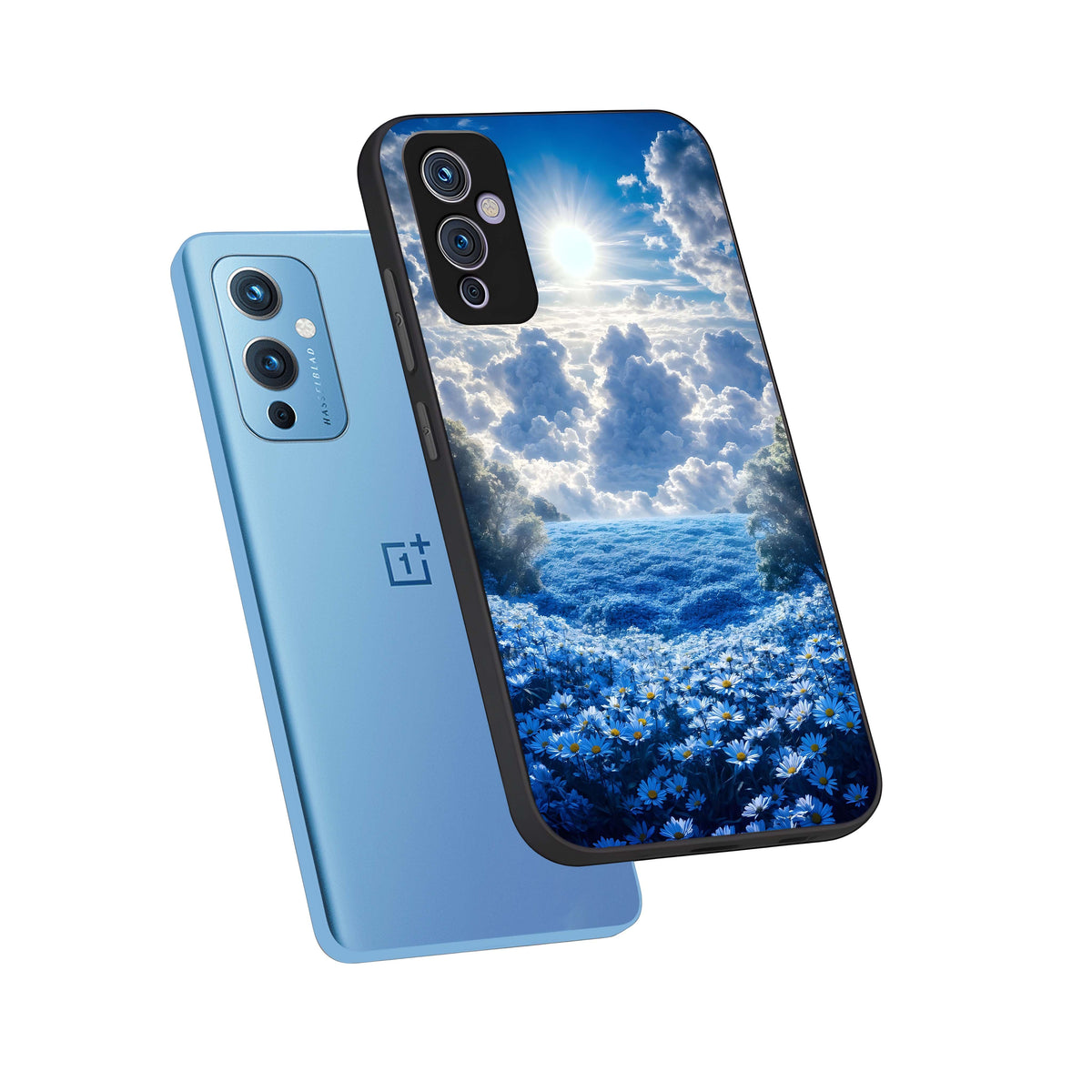  Heavenly Daisy Horizon phone case For OnePlus 9 showing premium glass back cover with detailed artwork