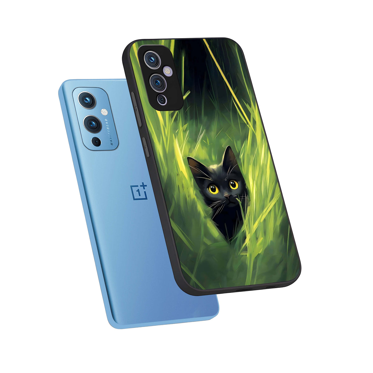  Hidden Cat Whisper phone case For OnePlus 9 showing premium glass back cover with detailed artwork
