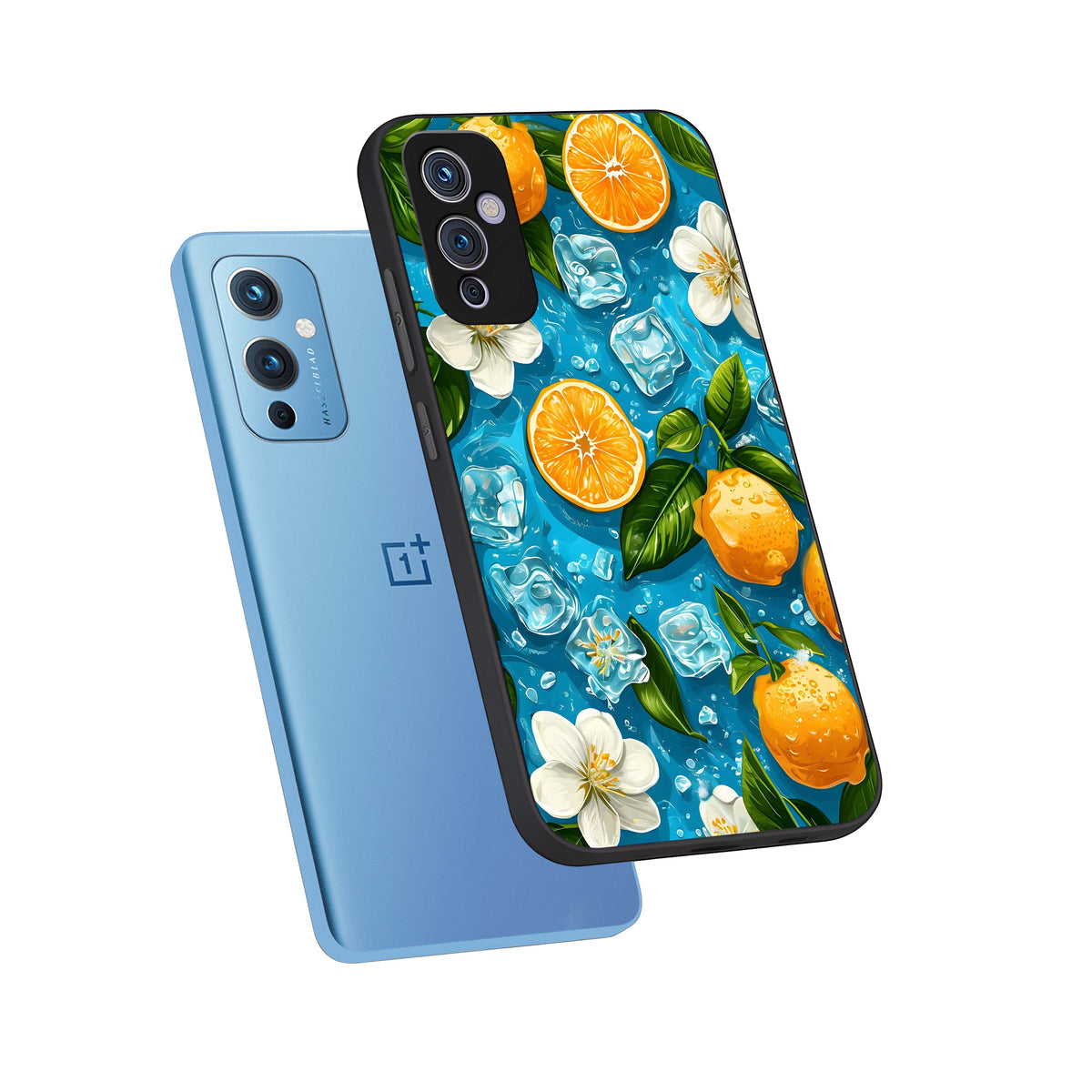  Ice Cube With Orange phone case For OnePlus 9 showing premium glass back cover with detailed artwork