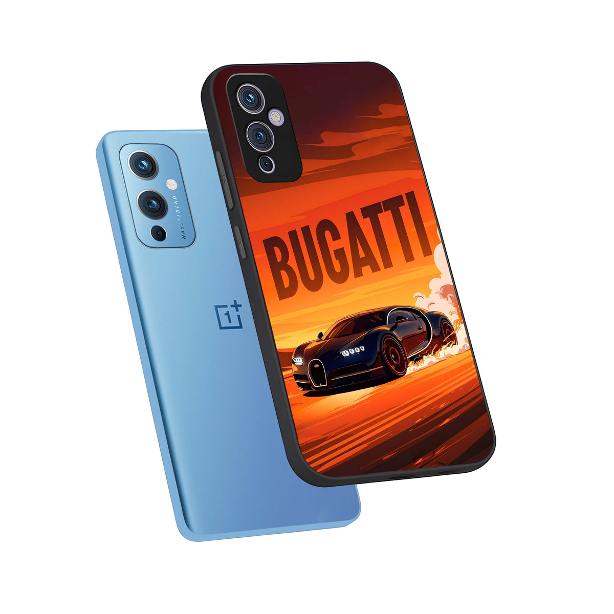 Inferno Bugatti Storm phone case For OnePlus 9 showing premium glass back cover with detailed artwork