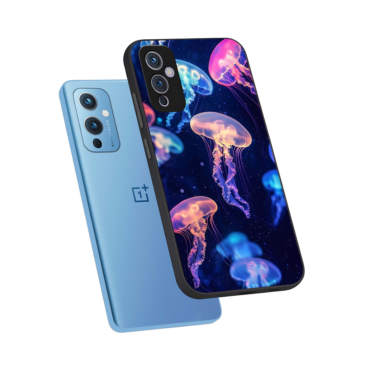  Jellyfish Pattern phone case For OnePlus 9 showing premium glass back cover with detailed artwork