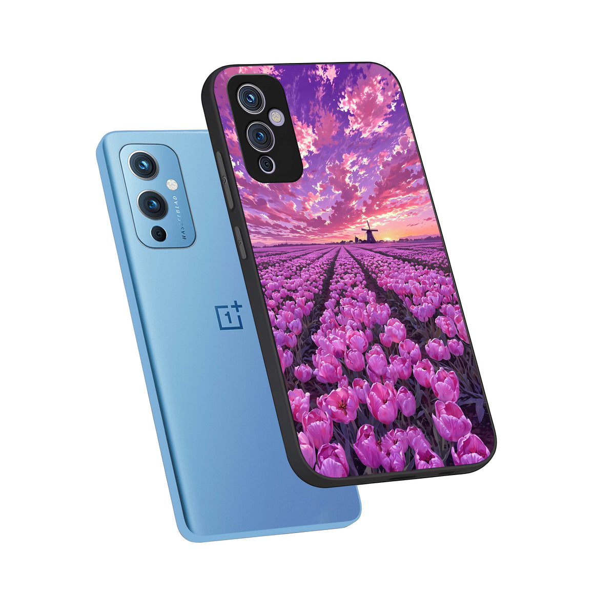  Lavender Dream Skies phone case For OnePlus 9 showing premium glass back cover with detailed artwork