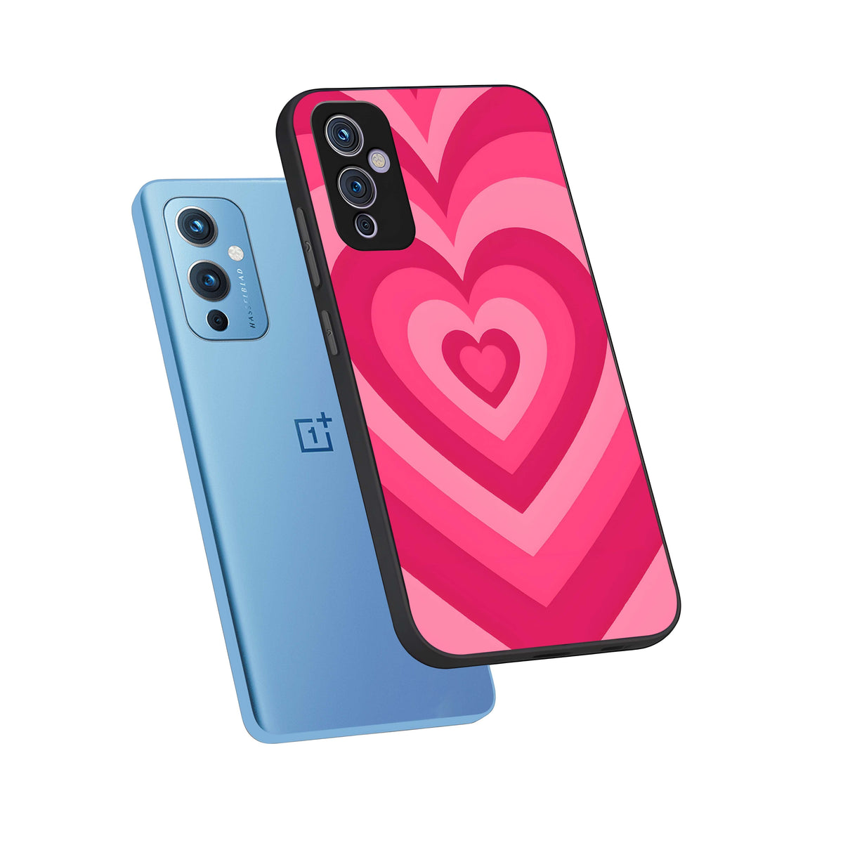  Layered Love Hearts phone case For OnePlus 9 showing premium glass back cover with detailed artwork