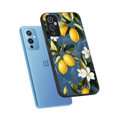  Lemon Dream Garden phone case For OnePlus 9 showing premium glass back cover with detailed artwork
