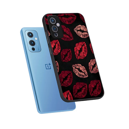  Midnight Kiss Love phone case For OnePlus 9 showing premium glass back cover with detailed artwork