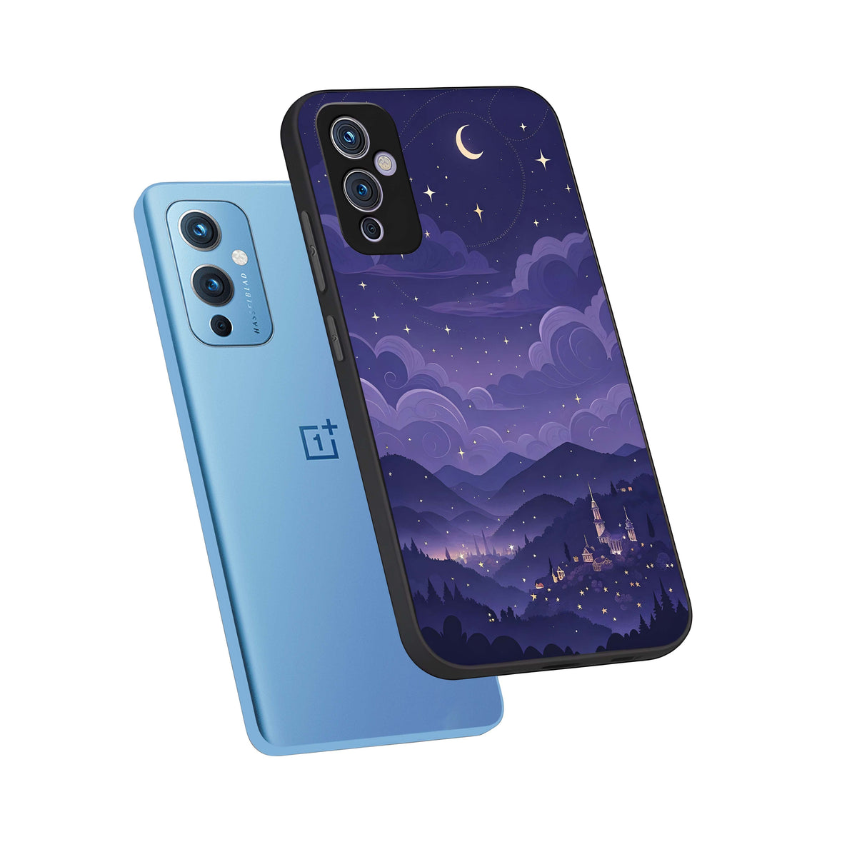  Minimal Night View phone case For OnePlus 9 showing premium glass back cover with detailed artwork