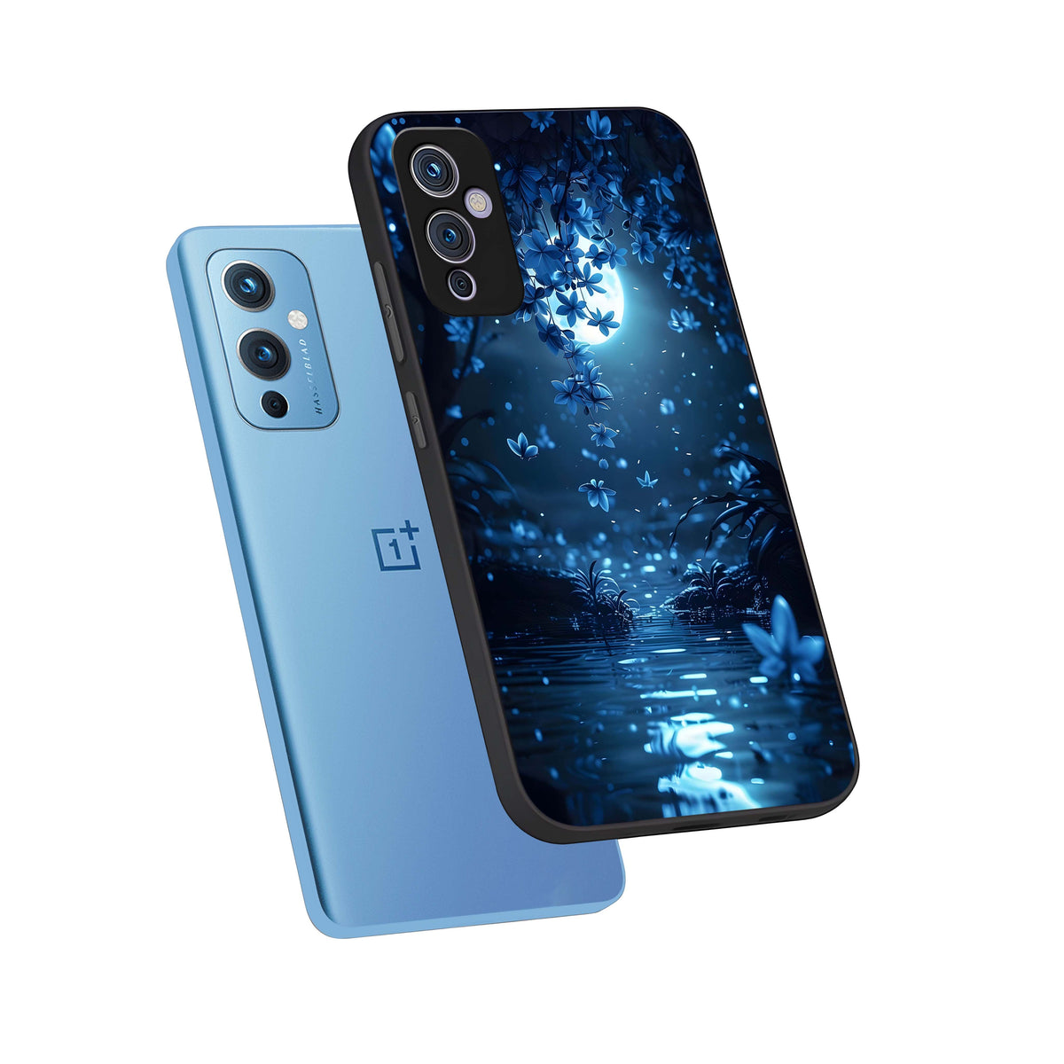  Moonlight Petal Dream phone case For OnePlus 9 showing premium glass back cover with detailed artwork