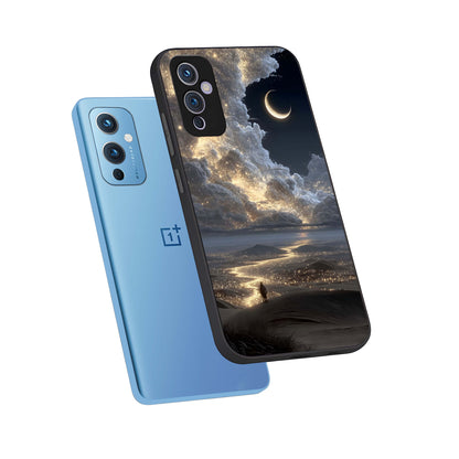  Moonlight Spark Path phone case For OnePlus 9 showing premium glass back cover with detailed artwork