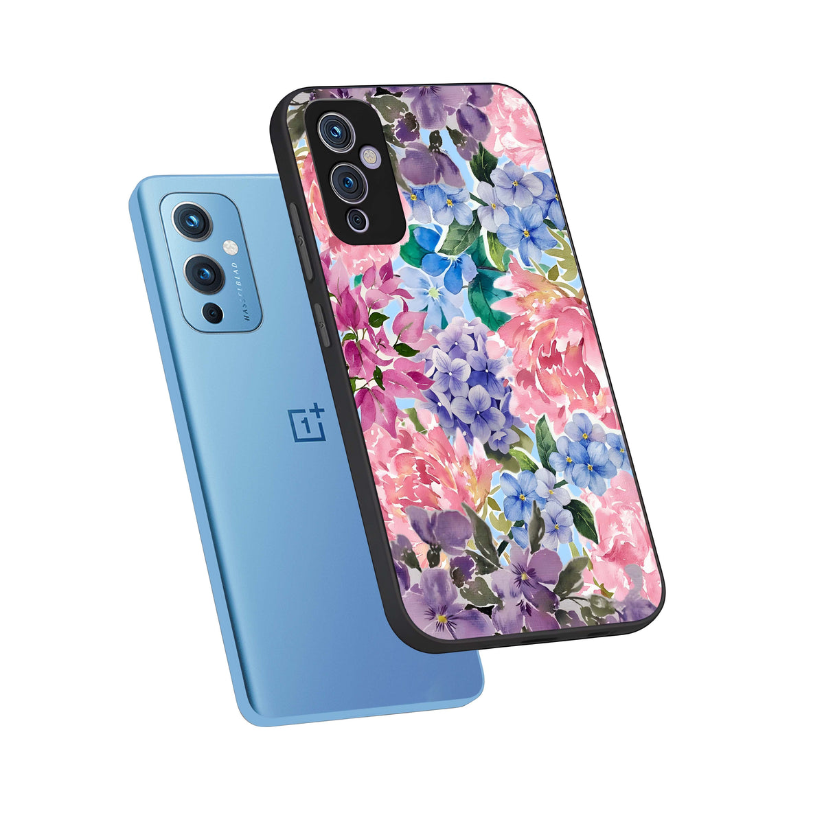 Pastel Floral Mix phone case For OnePlus 9 showing premium glass back cover with detailed artwork