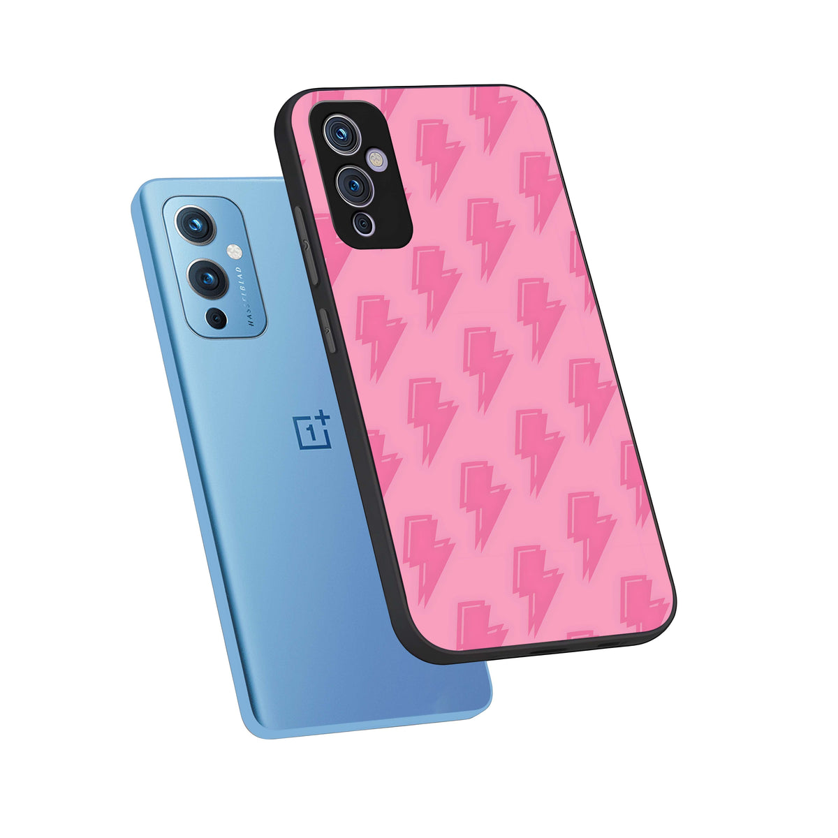  Pink Moo Magic phone case For OnePlus 9 showing premium glass back cover with detailed artwork