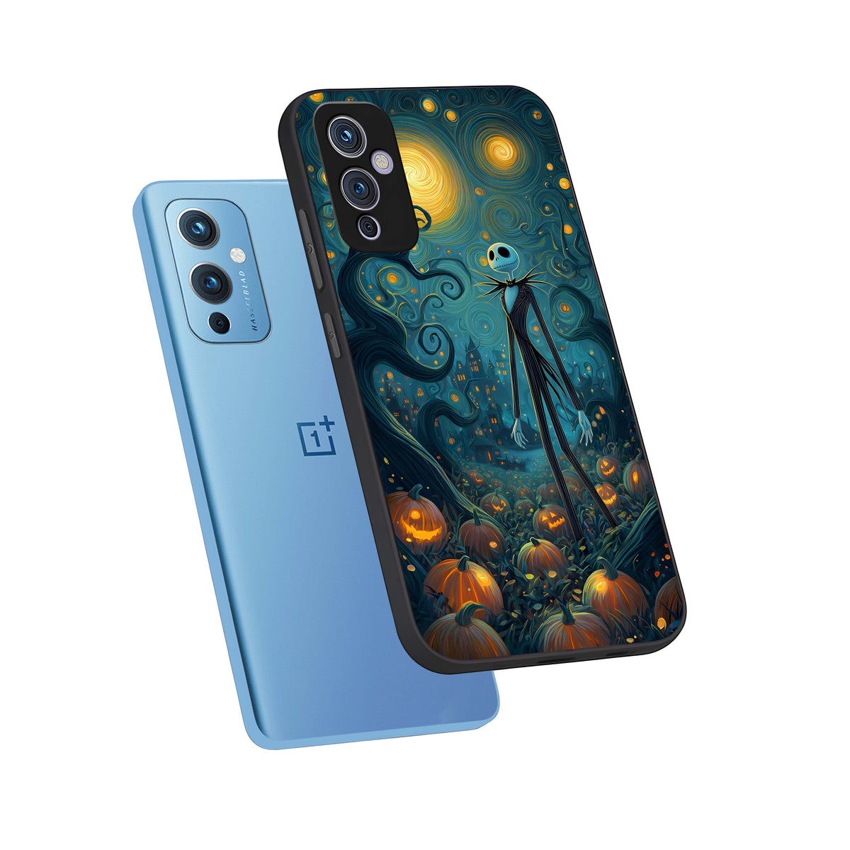  Pumpkin Moonlight Tale phone case For OnePlus 9 showing premium glass back cover with detailed artwork