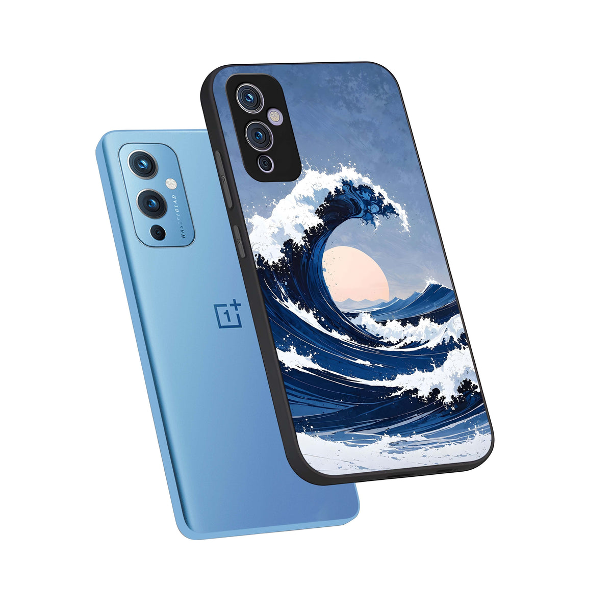  Rising Tide Power phone case For OnePlus 9 showing premium glass back cover with detailed artwork