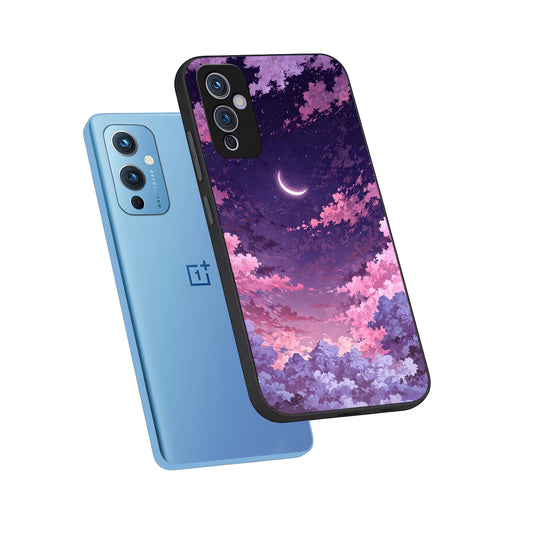  Sky Drift Clouds phone case For OnePlus 9 showing premium glass back cover with detailed artwork