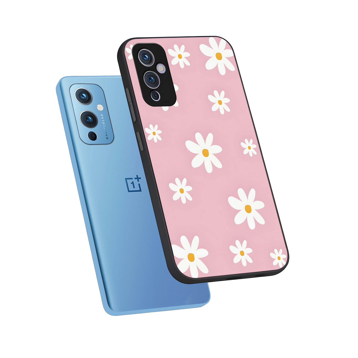  Soft Daisy Bliss phone case For OnePlus 9 showing premium glass back cover with detailed artwork