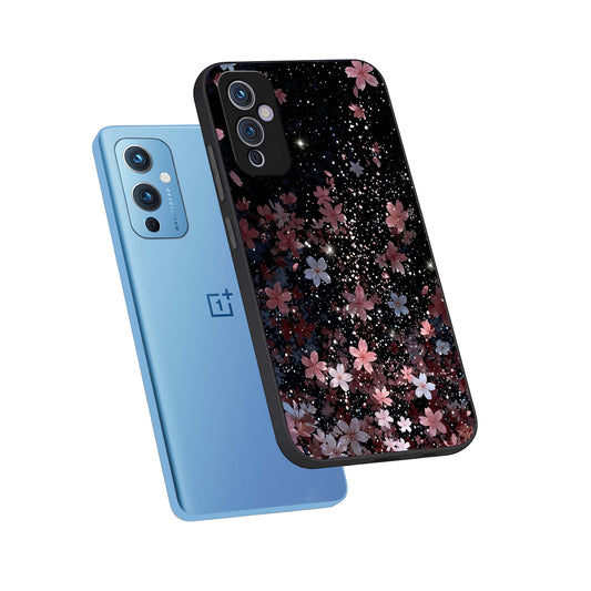  Starlit Flower Dreams phone case For OnePlus 9 showing premium glass back cover with detailed artwork