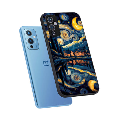  Starry Sky Serenity phone case For OnePlus 9 showing premium glass back cover with detailed artwork