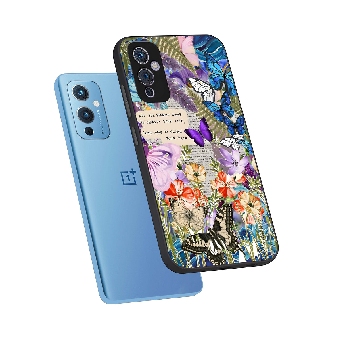  Storm Path Bloom phone case For OnePlus 9 showing premium glass back cover with detailed artwork