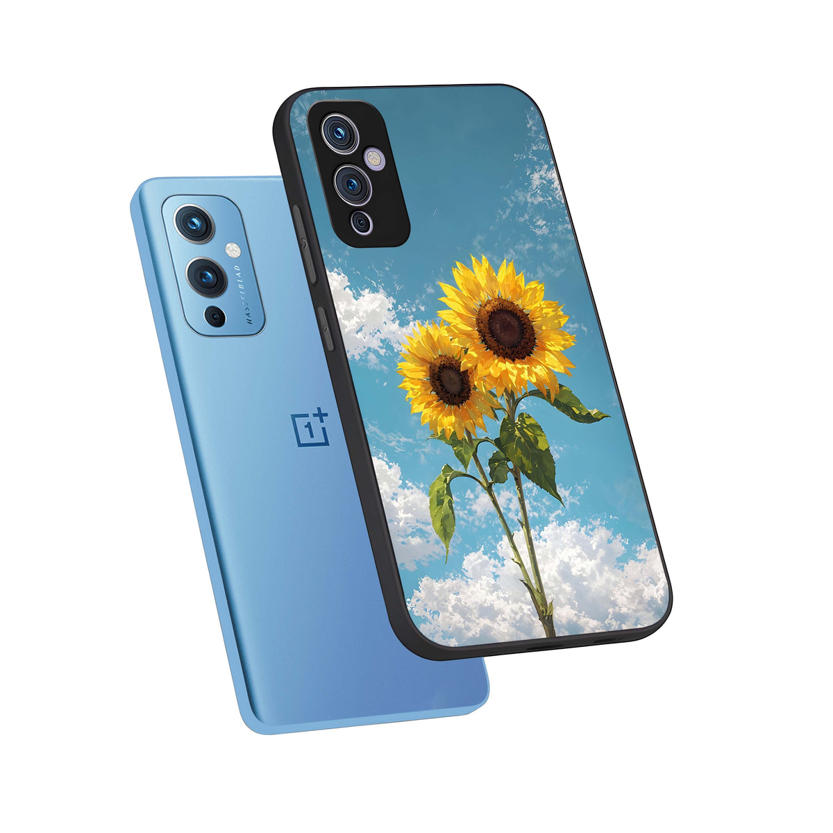  Sunlit Daisy Glow phone case For OnePlus 9 showing premium glass back cover with detailed artwork