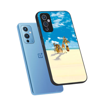  Tropical Fun Squad phone case For OnePlus 9 showing premium glass back cover with detailed artwork