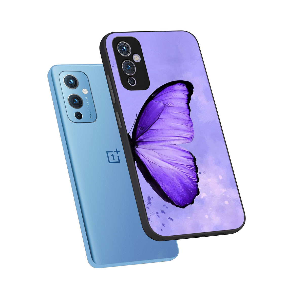  Violet Dream Wing phone case For OnePlus 9 showing premium glass back cover with detailed artwork