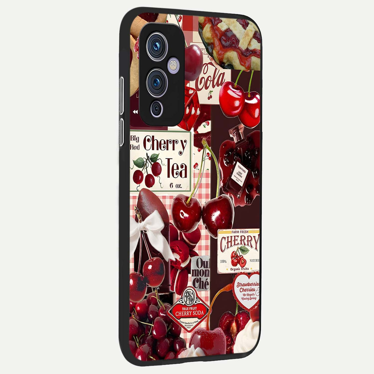  Aesthetic Cherry Tea back cover For OnePlus 9 slim fit glass case with vibrant aesthetic design