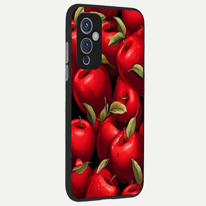  Apple Pattern back cover For OnePlus 9 slim fit glass case with vibrant aesthetic design