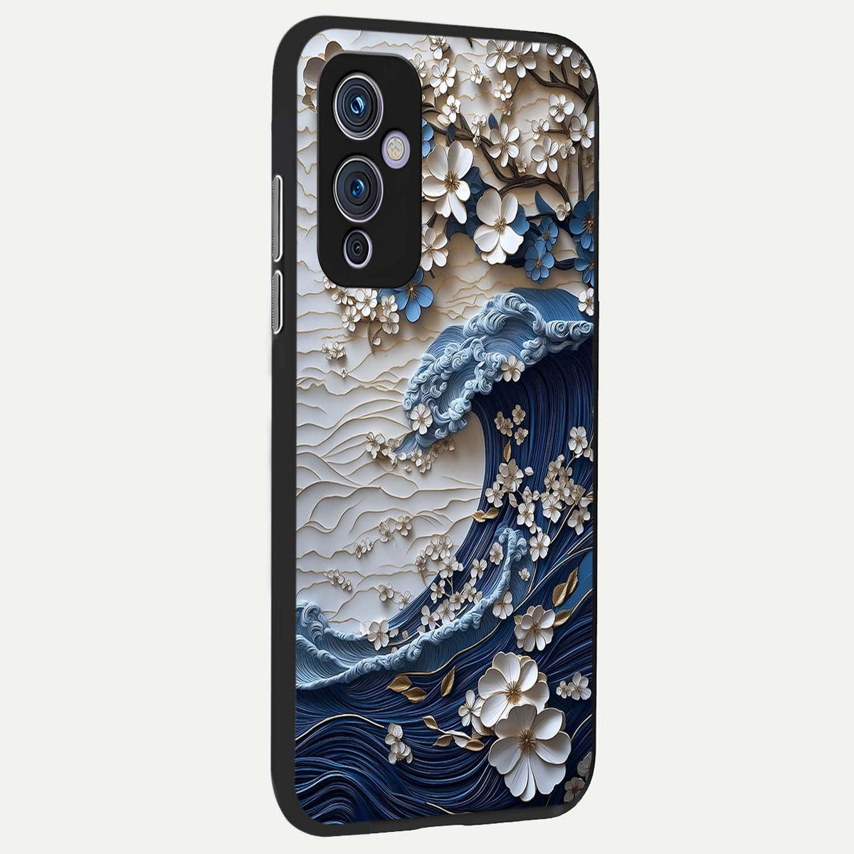  Blossom Wave Art back cover For OnePlus 9 slim fit glass case with vibrant aesthetic design