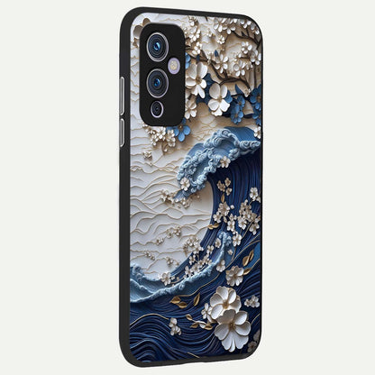  Blossom Wave Art back cover For OnePlus 9 slim fit glass case with vibrant aesthetic design