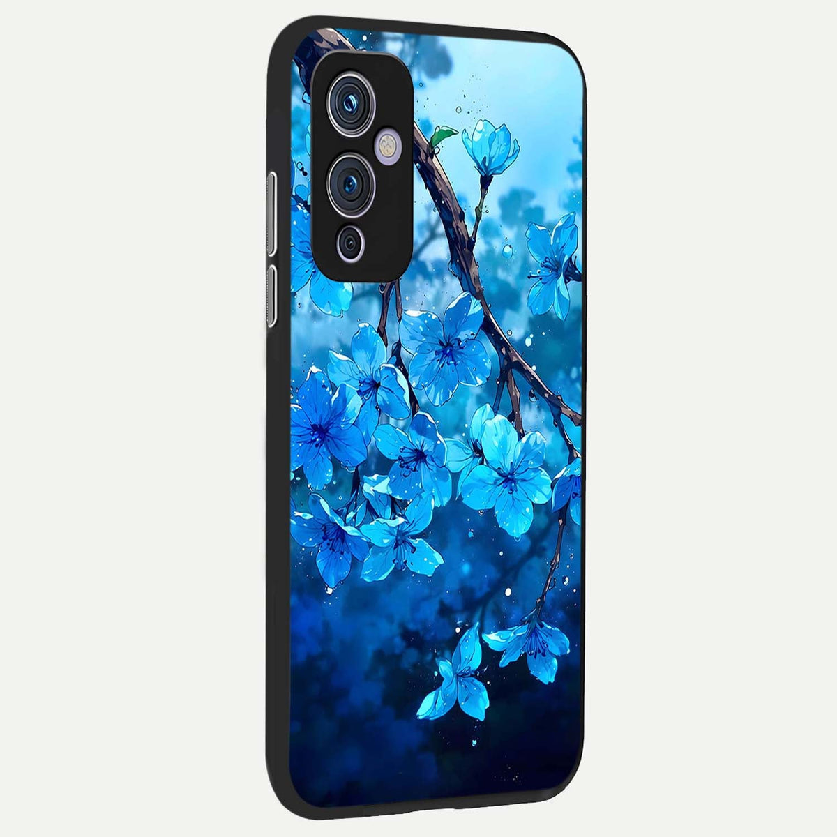  Blue Blossoms Branch back cover For OnePlus 9 slim fit glass case with vibrant aesthetic design
