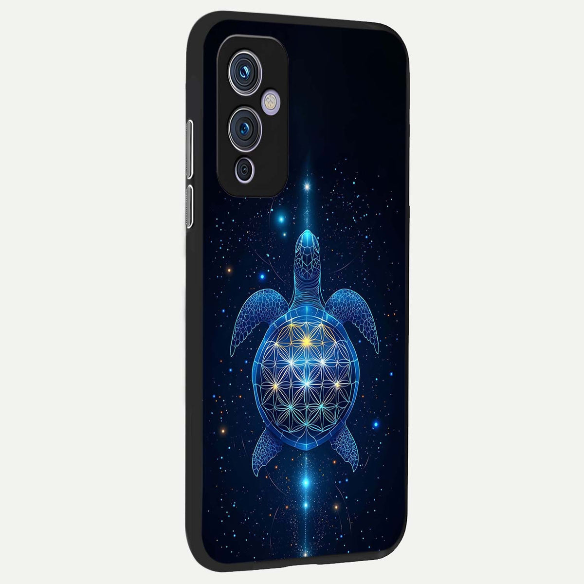  Crimson Blue Turtle back cover For OnePlus 9 slim fit glass case with vibrant aesthetic design