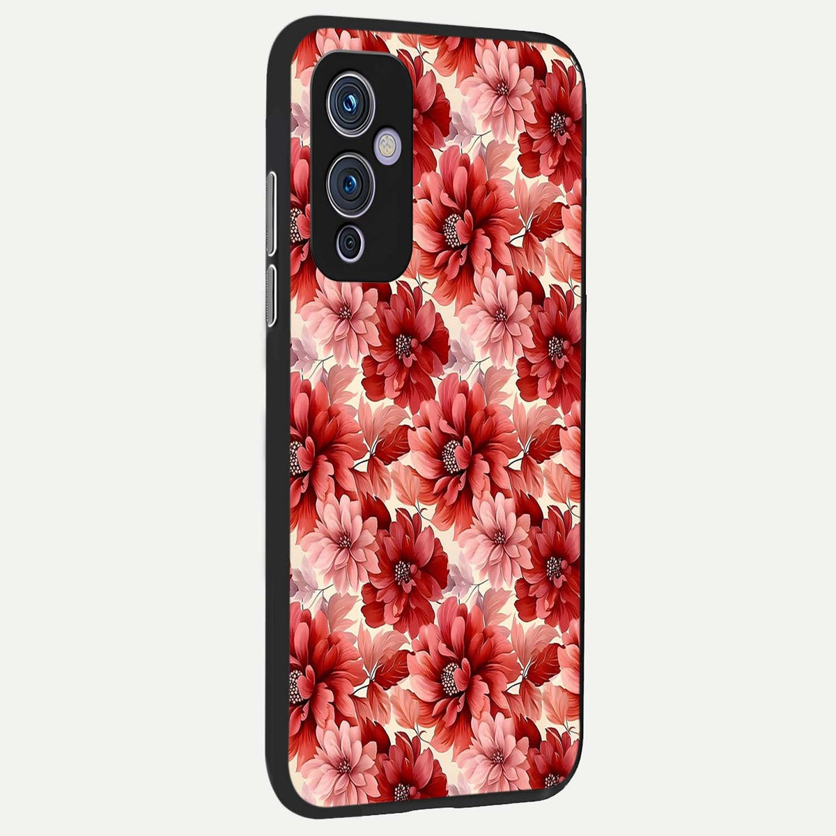  Crimson Love Petals back cover For OnePlus 9 slim fit glass case with vibrant aesthetic design
