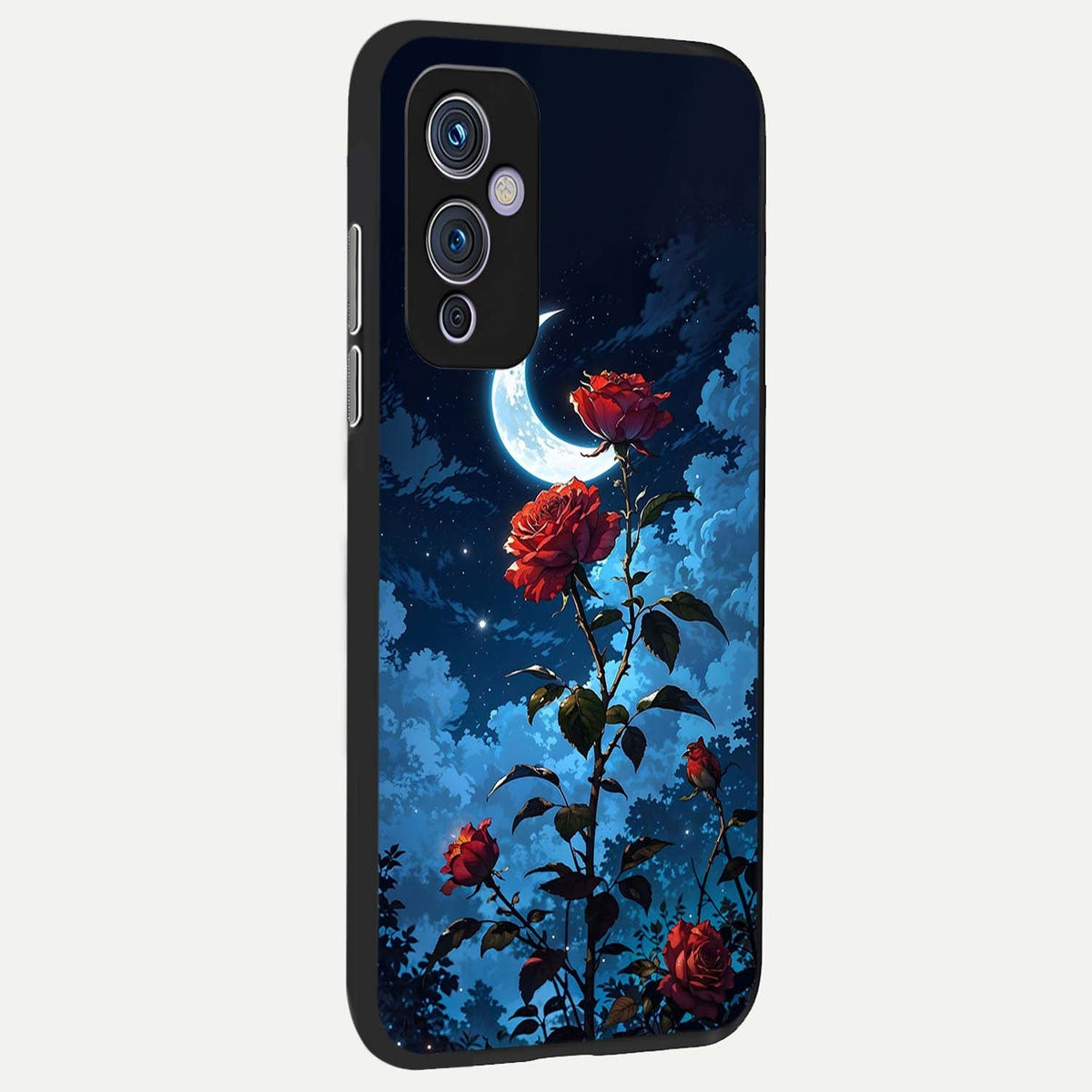  Crimson Rose Moon back cover For OnePlus 9 slim fit glass case with vibrant aesthetic design