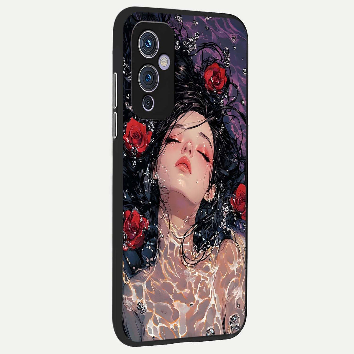  Crimson Rose Serenity back cover For OnePlus 9 slim fit glass case with vibrant aesthetic design