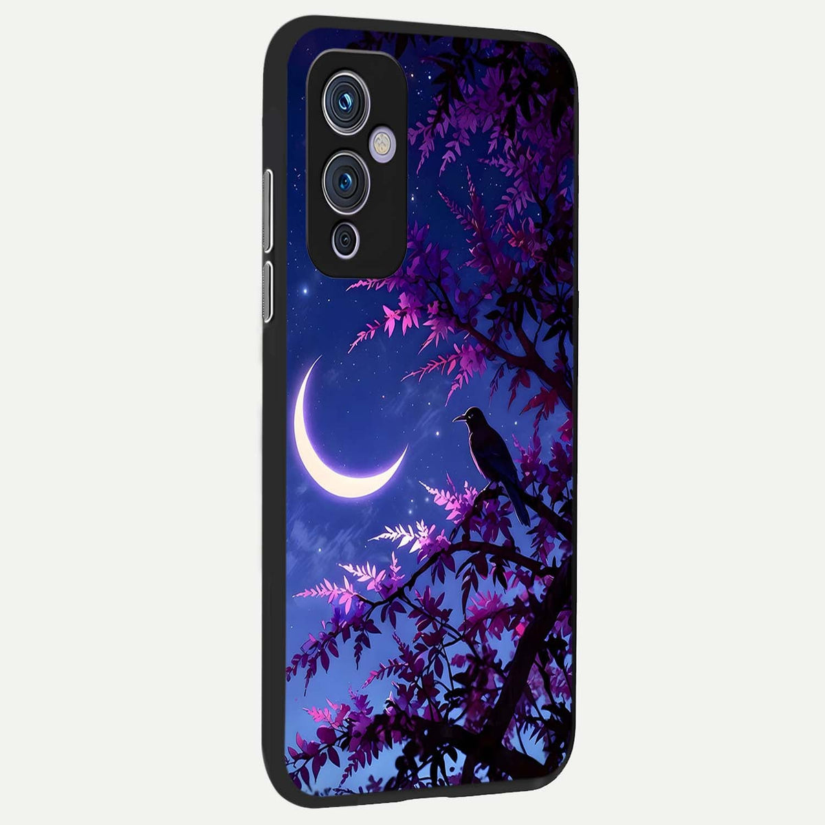 Crow And Moon Scenery back cover For OnePlus 9 slim fit glass case with vibrant aesthetic design