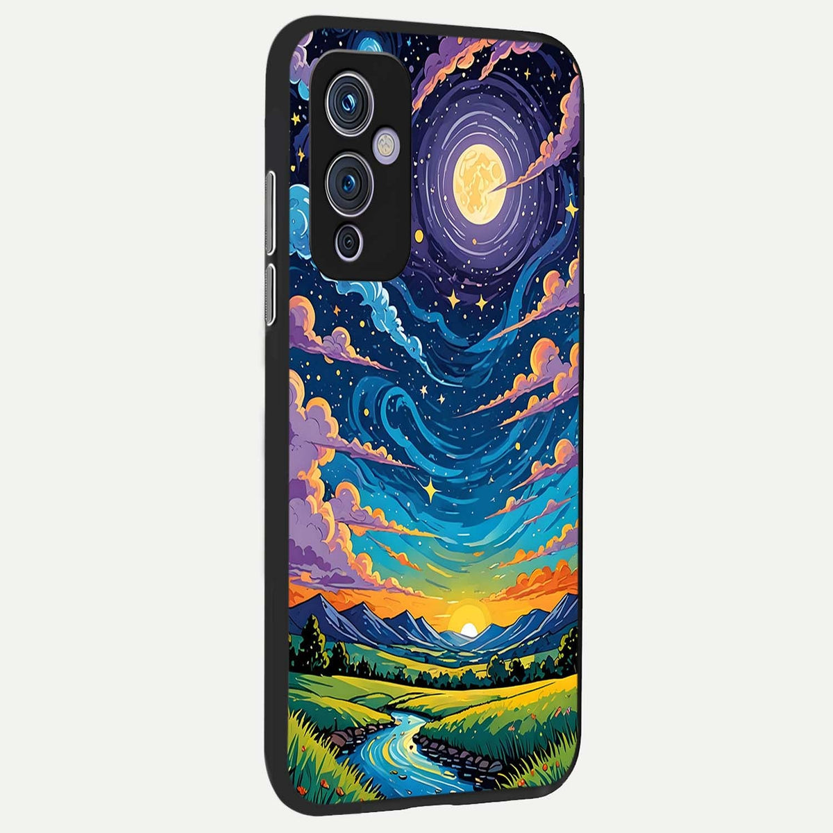  Dreamy Night Landscape back cover For OnePlus 9 slim fit glass case with vibrant aesthetic design