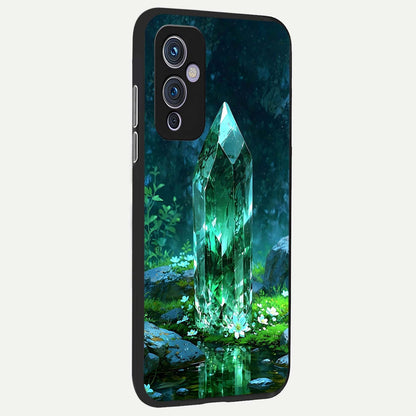  Emerald Light Crystal back cover For OnePlus 9 slim fit glass case with vibrant aesthetic design