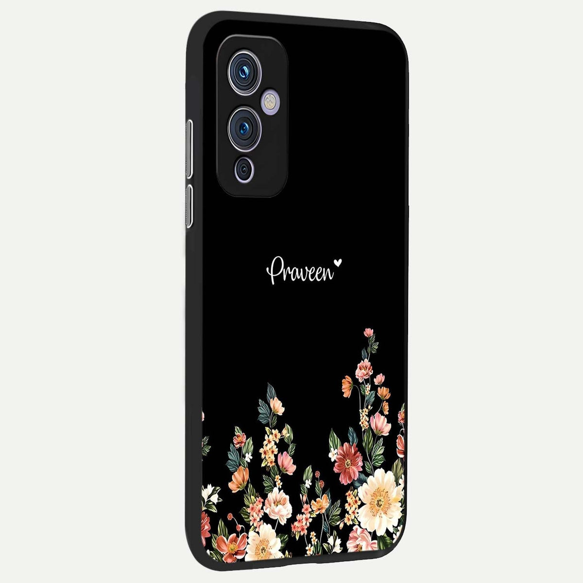  Floral Design Personalized Custom Name back cover For OnePlus 9 slim fit glass case with vibrant aesthetic design