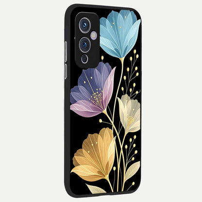 Flower Bloom Glow back cover For OnePlus 9 slim fit glass case with vibrant aesthetic design