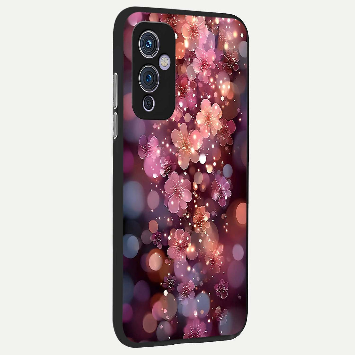  Glowing Petal Bliss back cover For OnePlus 9 slim fit glass case with vibrant aesthetic design